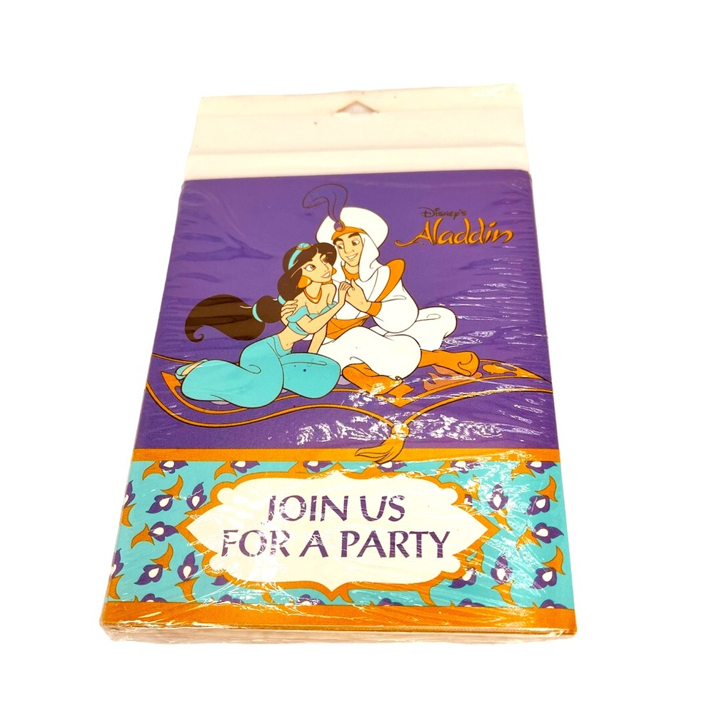 Vintage Disney Aladdin Party Invitations 8 Pack NOS Sealed - Picture 1 of 2